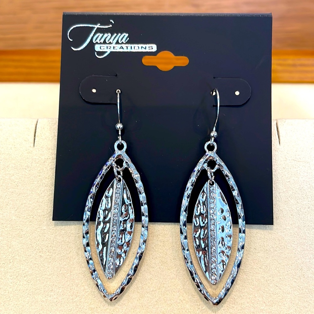 Silver Two Part Teardrop Pendant Earrings BRAND NEW